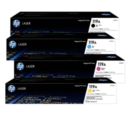 HP 119A Original Color Toner Set - Black W2090A, Cyan W2091A, Magenta W2092A, Yellow W2093A