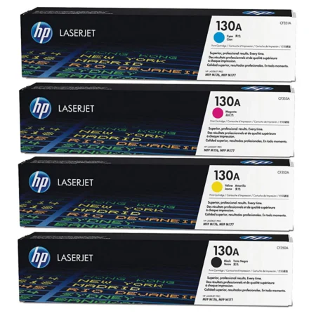 HP Original 130A Complete Color Toner Set. Black, Cyan, Yellow, Magenta